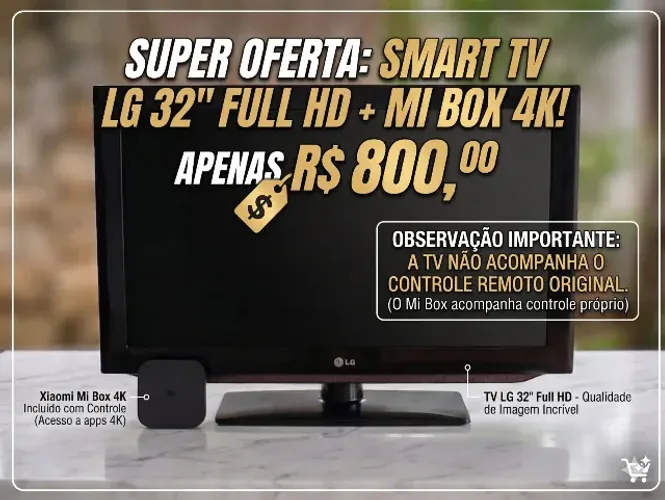 TV LCD LG 32" Fullhd + Mibox tv 4k