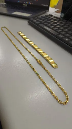 CORRENTE E BRACELETE BANHADO A OURO