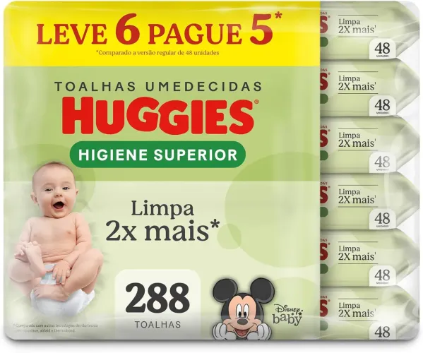 Huggies Lenços Umedecidos Higiene Superior Limpam 2x Mais 6 x 48 Un