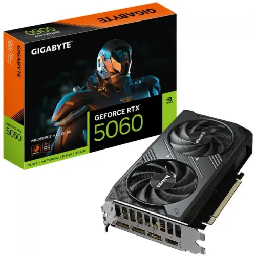 PLACA DE VIDEO RTX 5060 8GB GIGABYTE WINDFORCE MAX OC GDDR7 DLSS RAY TRACING NOVA LACRADA!
