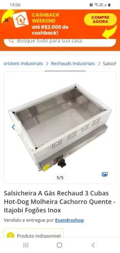 Molheira de hot dog a gás 