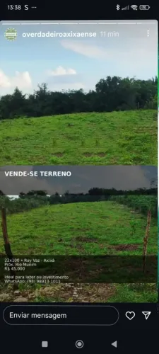 VENDO TERRENO 22x100 - RUY VAZ (AXIXÁ) - PRÓX. AO RIO MUNIM