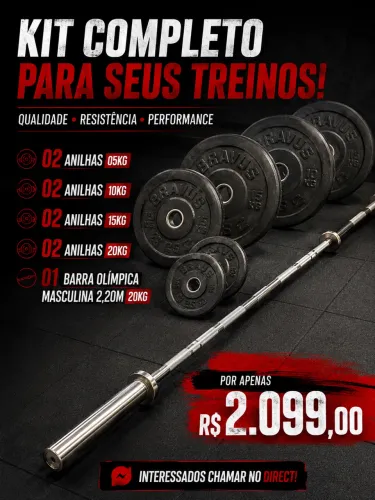 Anilhas e Barra Olímpica para Home Studio e Academia