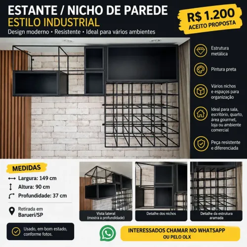 Nicho de parede estilo industrial