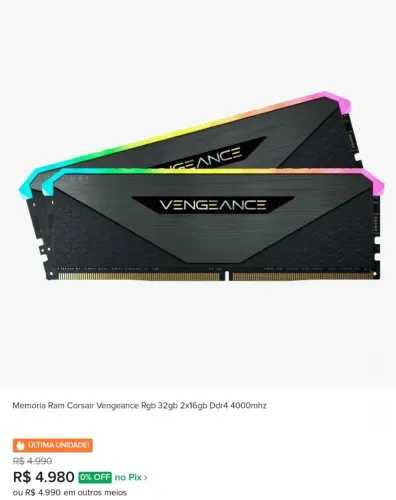 Memoria DDR4 Corsair 4000 MHZ RT RGB