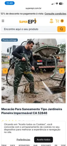 Macacão Para Saneamento Tipo Jardineira Pioneira Impermeável