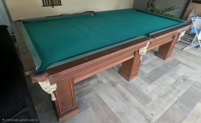 Mesa de Sinuca Oficial em Madeira com Pedra (Ardósia/Mármore) + Acessórios Completa 