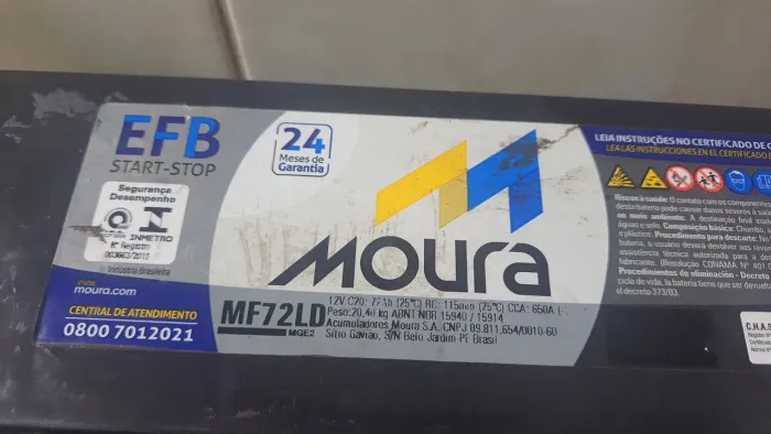 Baterias Automotivas 72 Amperes Moura E.F.B