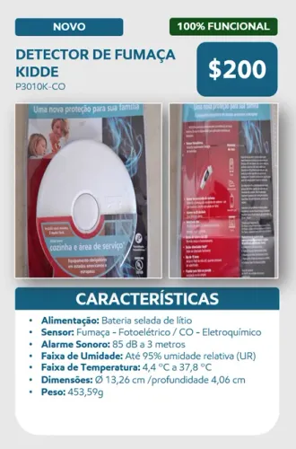 DETECTOR DE FUMAÇA KIDDE - $200 - Curitiba