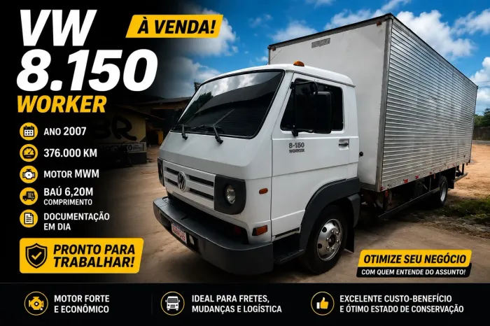 VW 8.150 Worker 2007 | Motor MWM | Baú 6,20m | 376 mil km