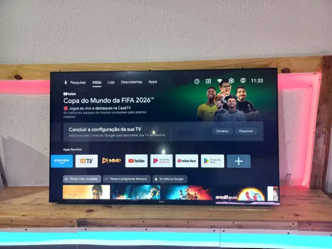 TV 60 polegadas smart Android 4k com cabo com controle remoto todos os apss 