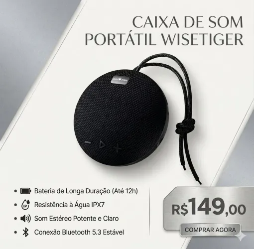 Caixa de Som Bluetooth Wisetiger Premium (Original e Lacrado)