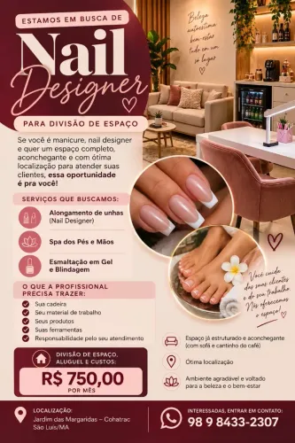 ESPAÇO DISPONÍVEL PARA NAIL DESIGNER / MANICURE