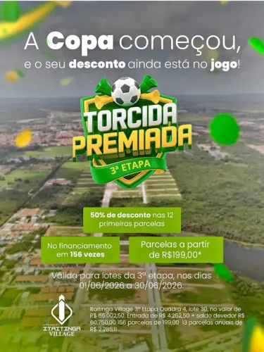 Terreno/Lote à Venda 137m², 6m x25m prestação a partir de R$ 199, no bairro Ancuri próx a