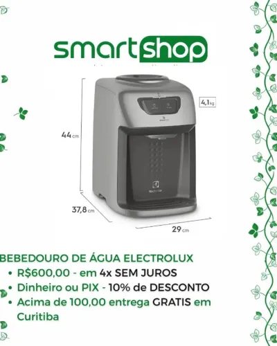 Dispensador eletrônico Electrolux cinza bebedouro