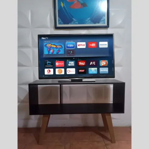 Rack Retro em MDF Preto TV até 42' 1 metro 