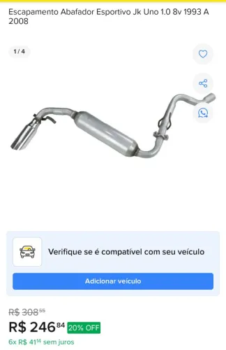 Escapamento esportivo do Fiat uno 