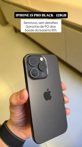 iPhone 15 PRO 128GB, Black titanium (Seminovo, sem detalhes) 85%, Garantia