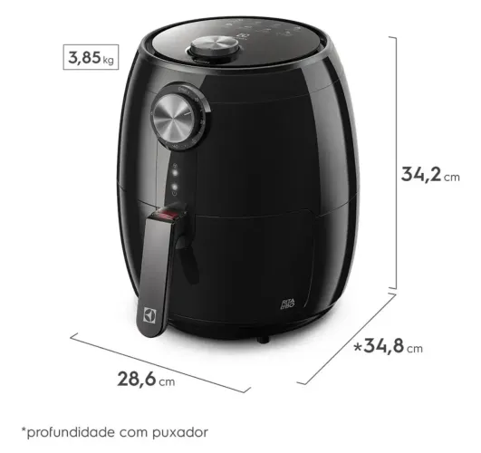 Air fryer Fritadeira Sem Óleo Elétrica Electrolux 3,2L Por Rita Lobo Preta