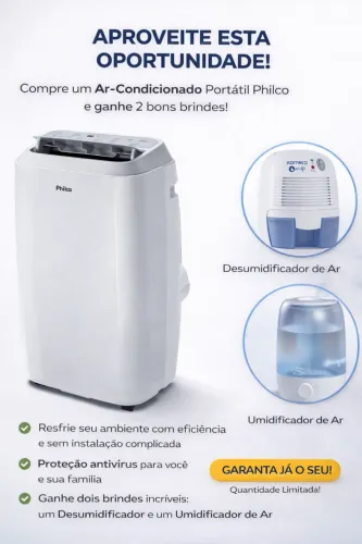 Ar Condicionado Portátil Philco 12000 BTUs 127V + 2 Brindes