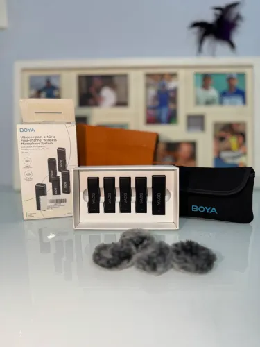 Sistema Microfone Lapela Boya By-w4 Câmeras Pc Celular Preto
