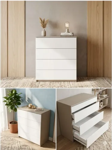 : "Cômoda Moderna Minimalista - 4 Gavetas - Estado de Nova