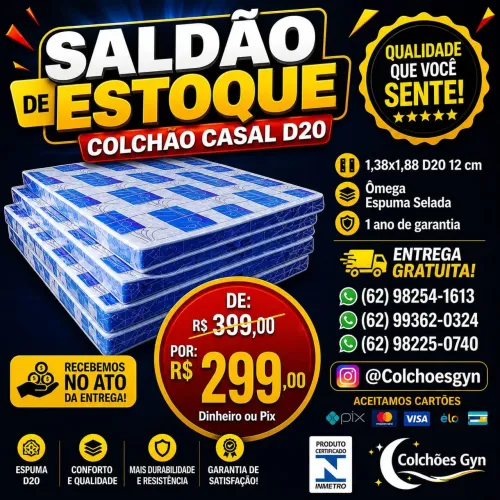 Colchão Casal D20 Ômega entrega gratuita 