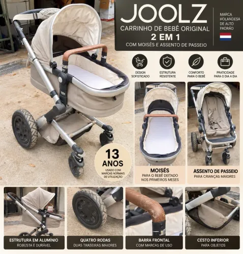 Título: Carrinho de Bebê Joolz Original com Moisés e Assento de Passeio - 2 em 1