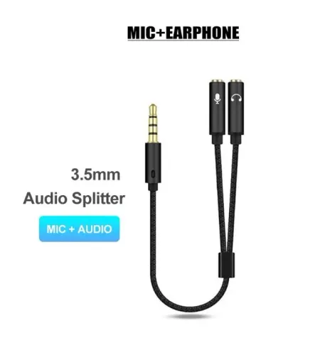 Cabo de Áudio Adaptador P3 X 2 P2 Fone Microfone 
