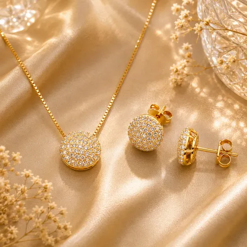 Conjunto Pavê em Ouro 18k 750