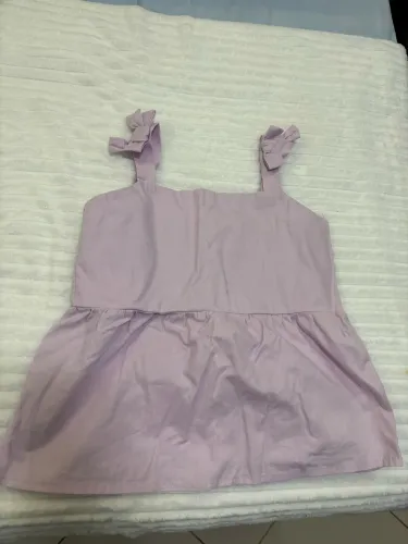 Blusa Regata Infantil Palomino Tam 10 Lilás com Lastex e Alças de Laço