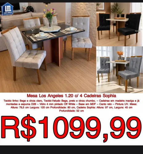 Mesa Los Angeles com 4 cadeiras