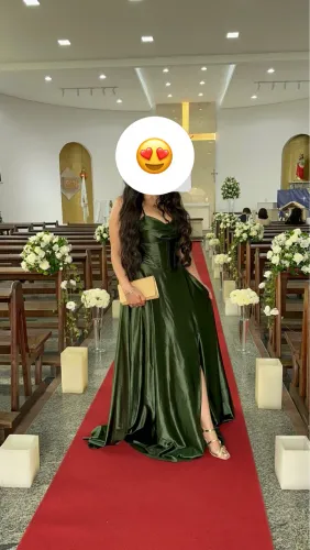 Vestido de festa verde oliva