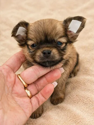 Chihuahua macho Pêlo longo sablê. Um Chihuahua cheio de amor para dar!