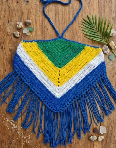 Blusa Brasil crochê Cropped Brasil crochê