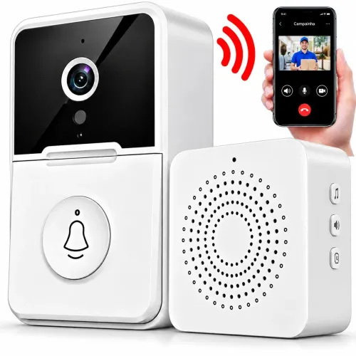 Campainha C/ Câmera Wifi S Fio Inteligente Interfone C Áudio