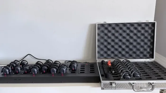 Kit Audioguia Lecoo 40 Receptores 2 Transmissores Com Case