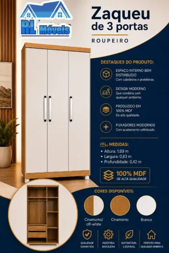 ROUPEIRO 3 PORTAS - ORGANIZAÇÃO E ESPAÇO!