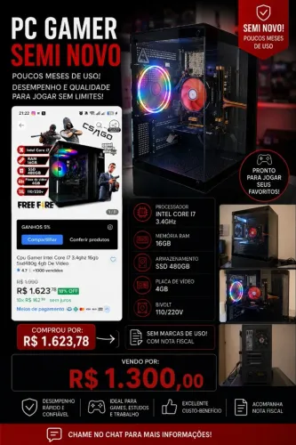 ? CPU Gamer Intel Core i7 | Excelente Estado | R$ 1.300