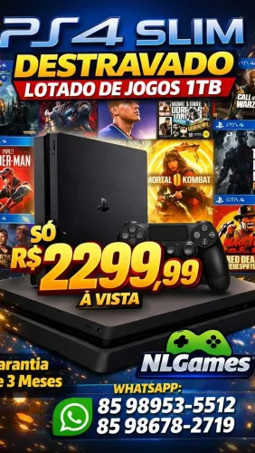 Ps4 destravado 1TB slim 