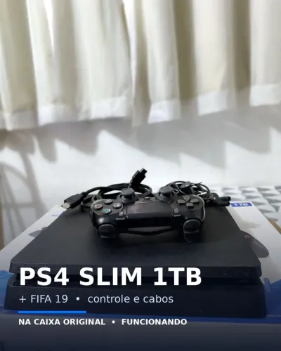 PS4 Slim 1TB + 1 Controle + Fifa 19 | Perfeito Estado, Pronto pra Jogar