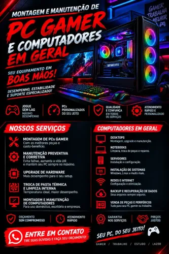 Montagem e Manutenção de PC Gamer e Computadores em Geral