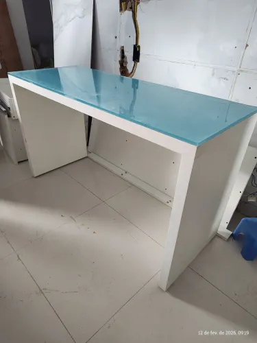 Mesa escritório tampa de vidro