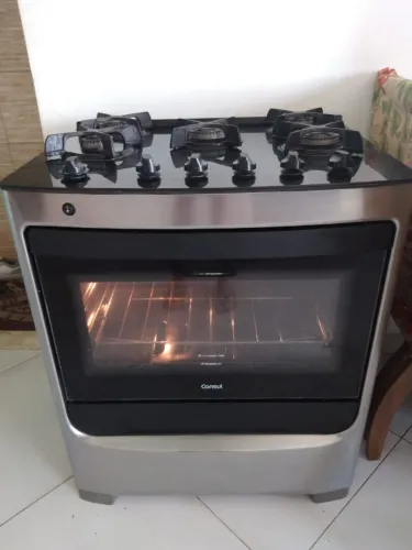 Fogão seis bocas seminovo acendendo elétrico forno elétrico com iluminação