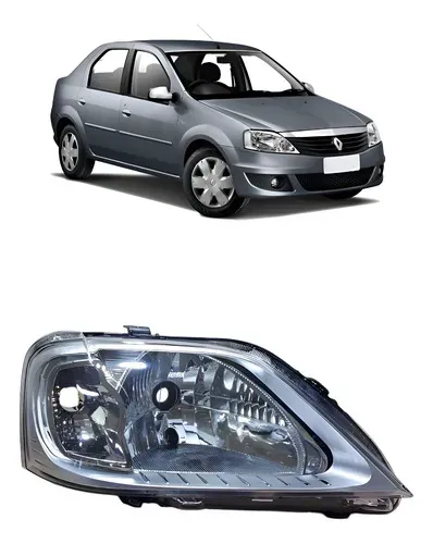 Farol Direito Renault Logan 2007 A 2010 Máscara Cromada Direito/passageiro