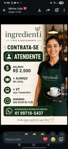 Contrata-se atendente