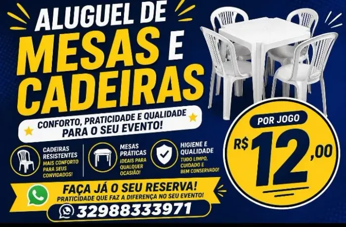 Aluga-se mesas e cadeiras