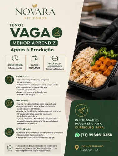 Vaga auxiliar cozinha ou montagem