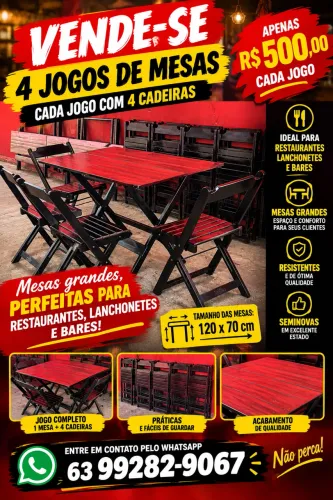 Mesas grandes com 4 cadeira 4 jogo