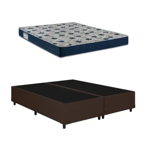CAMA BOX BIPARTIDA CORINO MARROM ALTO NÍVEL + COLCHÃO ISO 60 D28 ORTOBOM